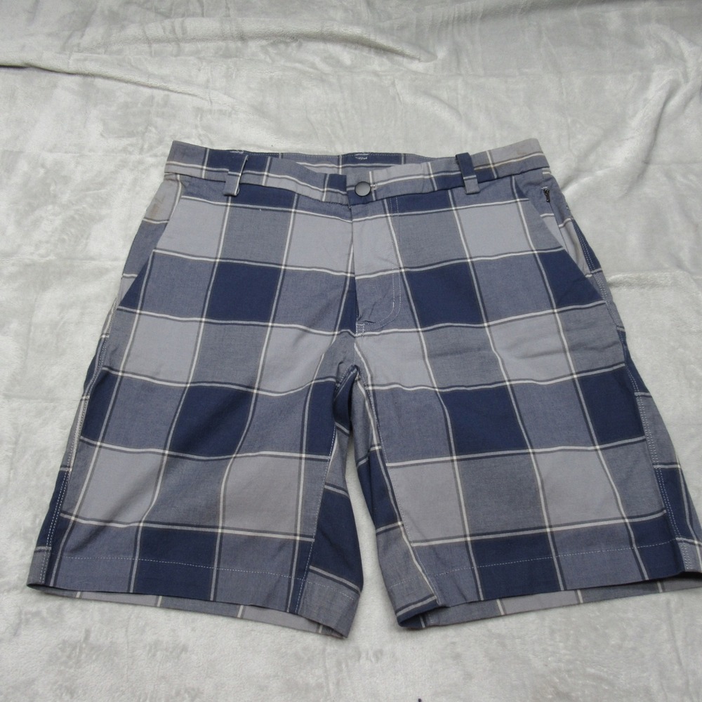 Lululemon Shorts Mens 32 Blue Plaid Zip Fly Performance Golf Casual‎ Chino 8"